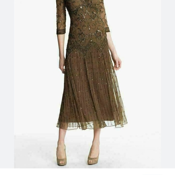 Camille La Vie beaded mesh cocktail Fariy midi dress size 6  whimsigoth - Picture 2 of 16